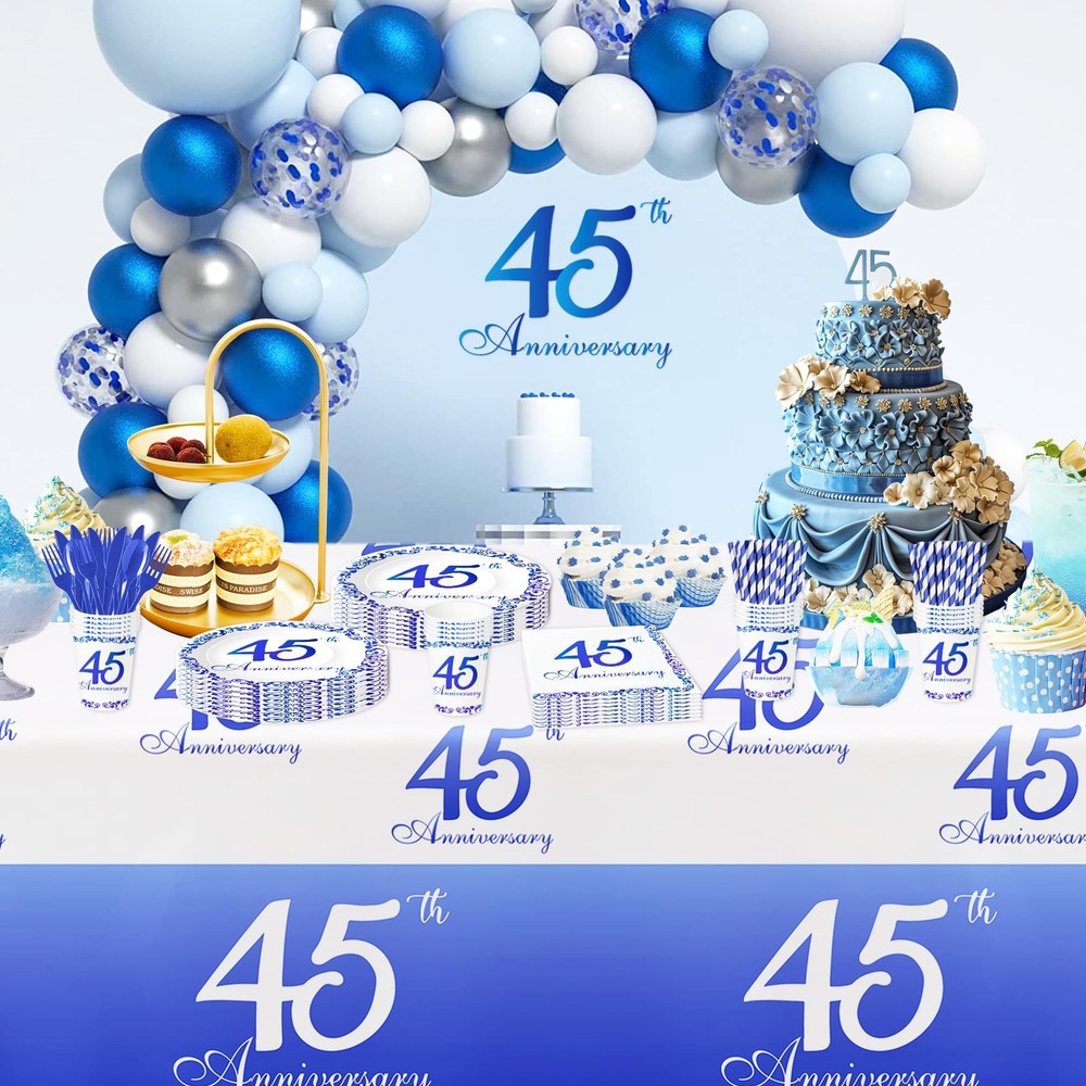 APOWBLS 45th Anniversary Decorations Tableware - Blue Sapphire