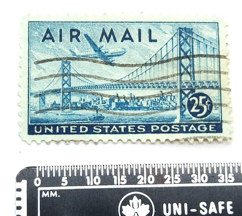 SCOTT# C36 BLUE 1947 REGULAR ISSUE 25 CENT U.S. AIRMAIL STAMP - USED