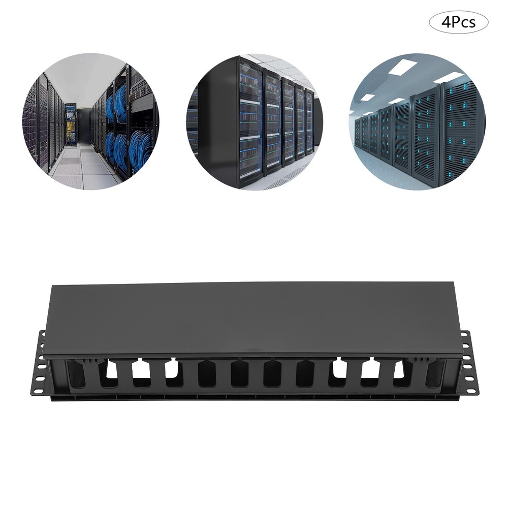 4-Pack Horizontal Cable Organizer for 19-Inch Racks - Efficient Management