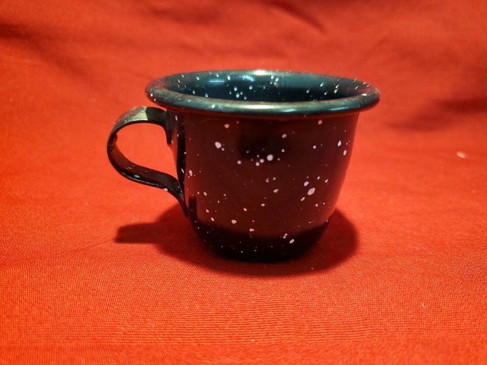 1.75" Tall Blue Speckled Enamel Cup