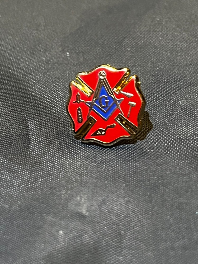Masonic Fire Fighter Square Compass Lapel Tac Pin Working Tools Fraternity NEW!