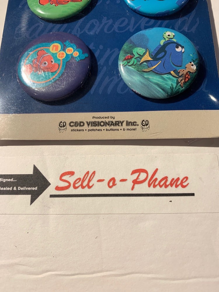 Walt Disney 4 Button Set Finding Nemo Vintage NEW SEALED
