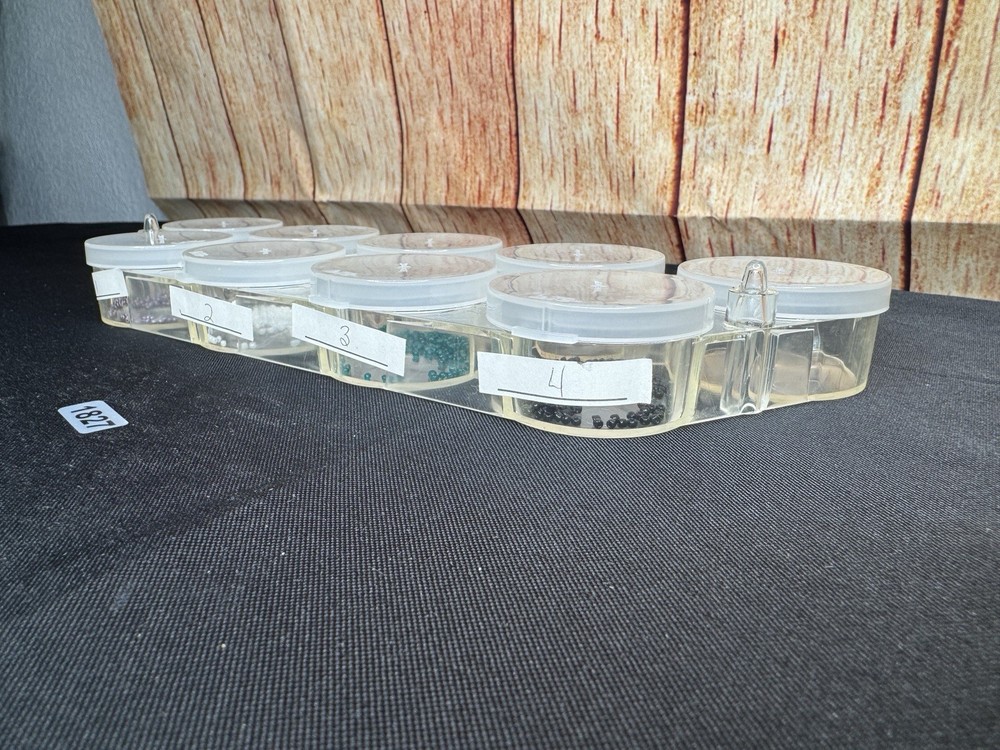 VTG Seed Bead Container W/ Some Glass Seed Beads