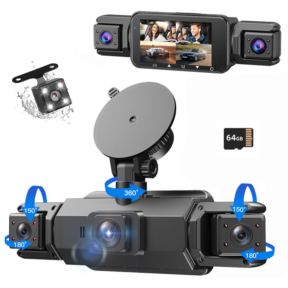4 Channel 360 Degree View Dash Cam Front and Rear Inside Left Right, Dash Camera