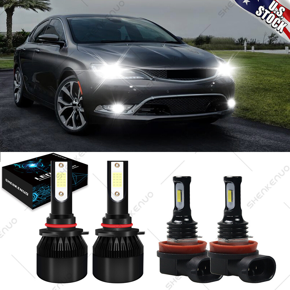 For Chrysler 200 2013 2014 2015-4X LED Headlight High Low Beam + Fog Light Bulbs