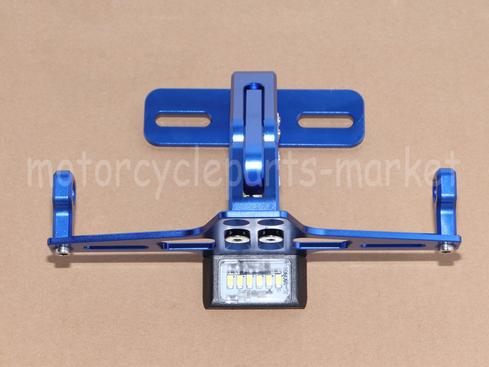 Aluminium Blue Adjustable Folding License Plate Holder Tail Light Mount Bracket
