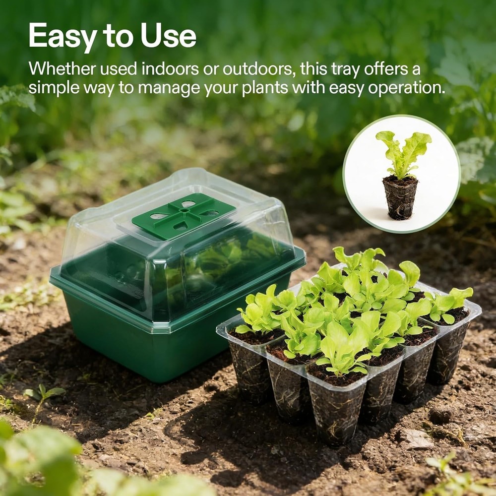 6-Pack Seed Starter Trays, 72-Cell Seed Starter Kit with Humidity Dome, Flat ...