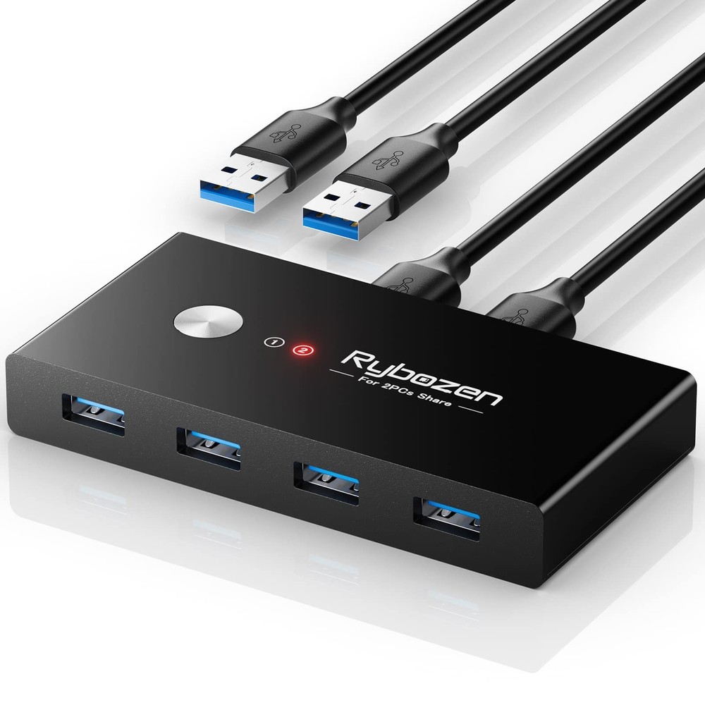 USB 3.0 Switch 2 Computers Share 4 USB Keyboard Mouse Printer Scanner