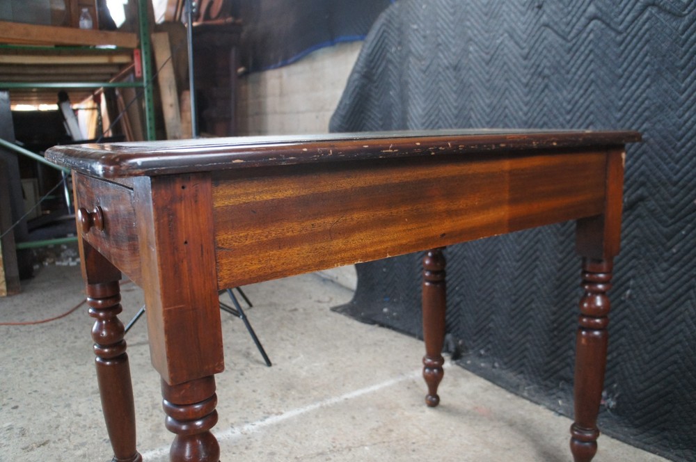 Antique Victorian William IV Mahogany Tooled Leather Writing Table Desk Console