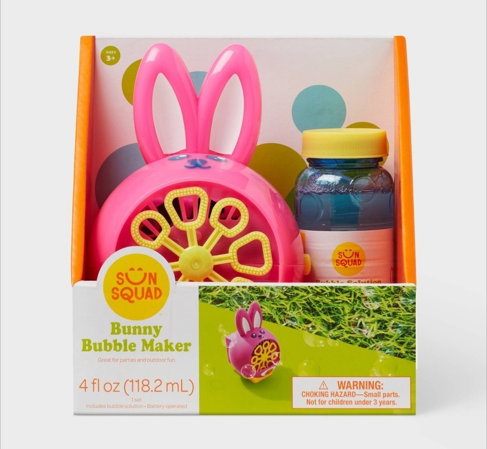 Sun Squad Bunny Bubble Maker Includes Bubbles Battery Operated