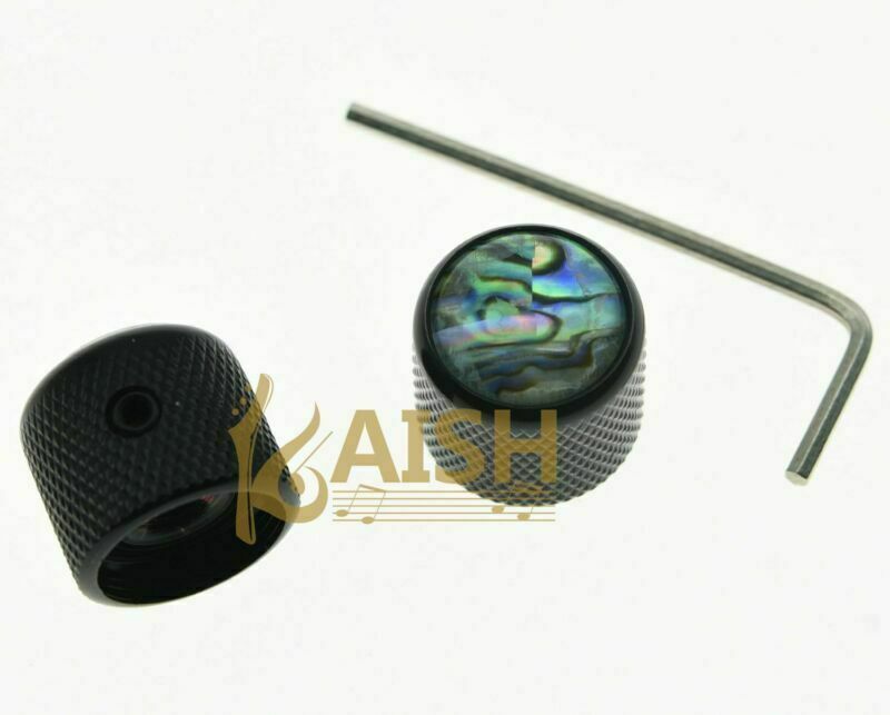2* Abalone Top Black Guitar Dome Knobs for Telecaster Bass Knobs