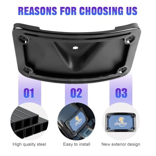 Curved Laydown License Plate Mount Bracket for Harley 3 Hole Mount - Black