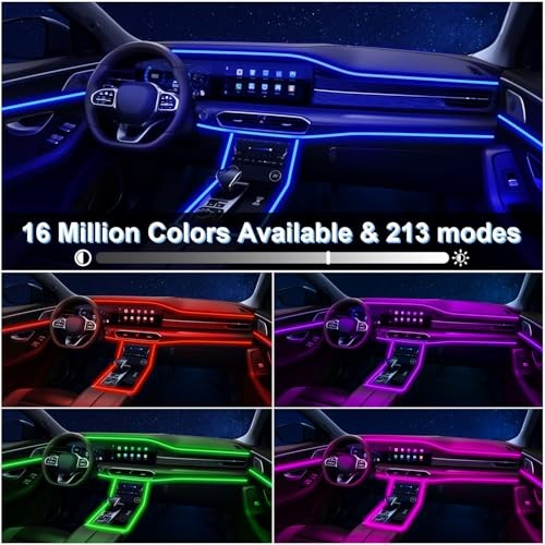 Interior Car LED Lights with Wireless APP/RF Remote Control, RGB 6 in 1