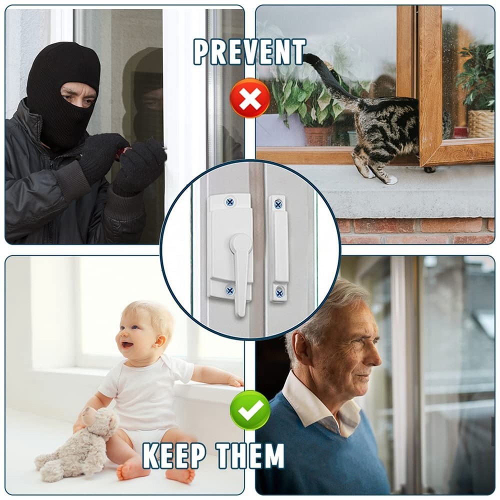 4 Pack Window Sash Locks, Window Latches Replacement Sash Locks White Fits6317