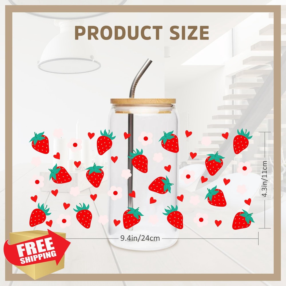 UV DTF Cup Wraps 12 Sheets Boho Glass Sticker for 16oz Cups