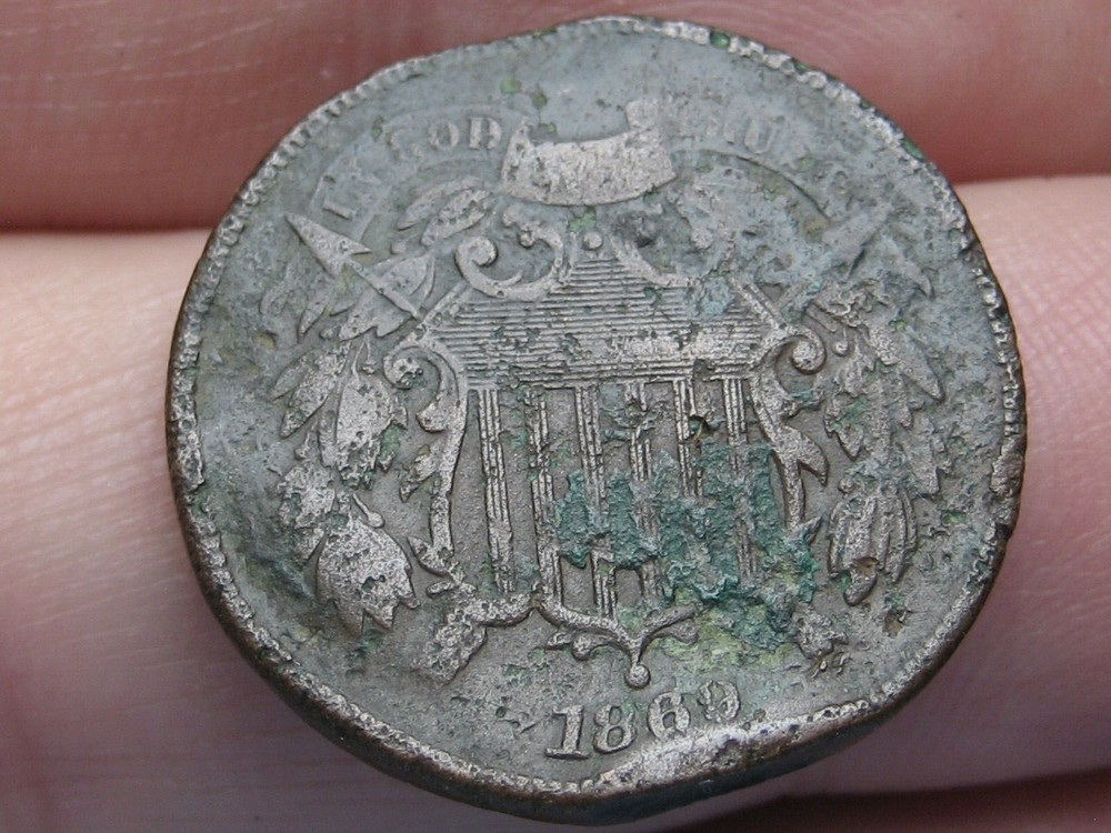 1869 Two 2 Cent Piece- Civil War Type Coin- Fine Details