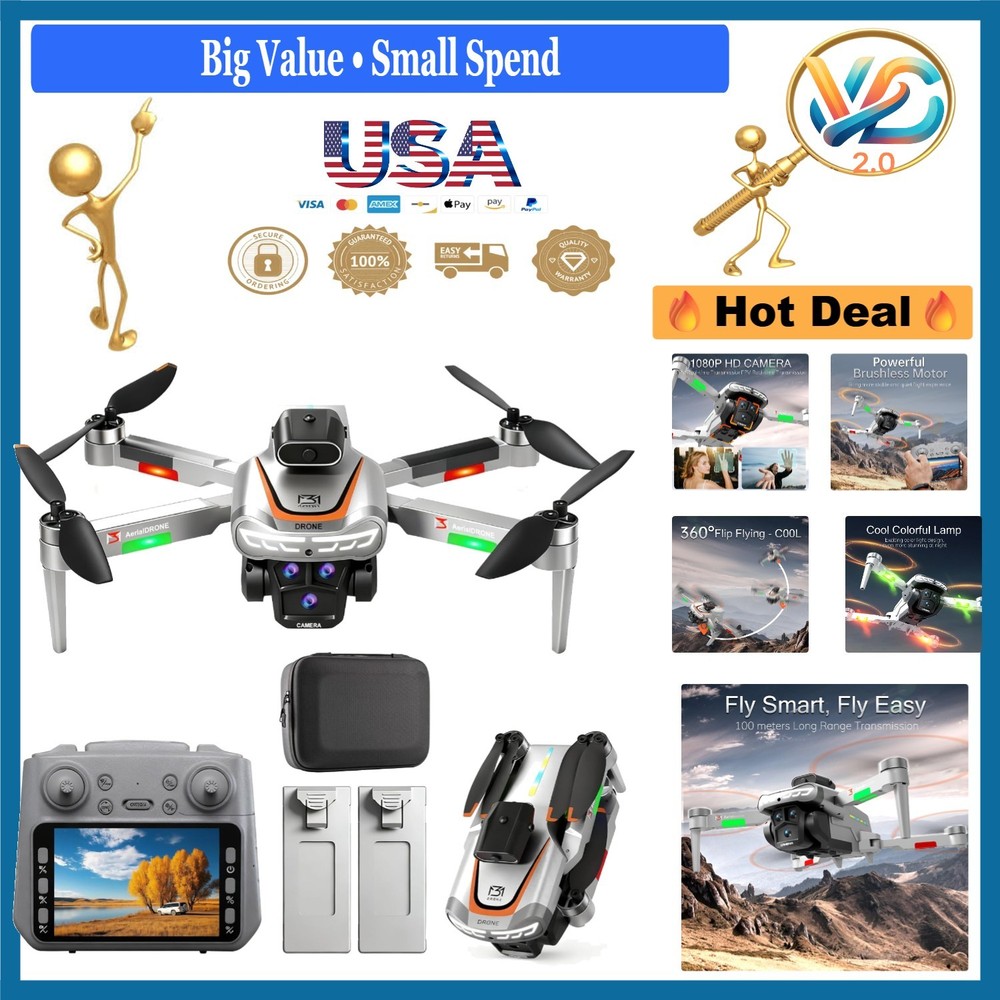 4K Drone with LCD Screen Controller Foldable Obstacle Avoidance