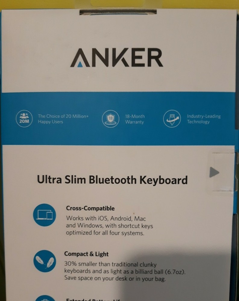 Anker: Ultra Slim Bluetooth Keyboard - Apple & Android Compatible- White