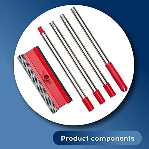Window Squeegee and Microfiber Scrubber Set with Telescopic Extension Pole
