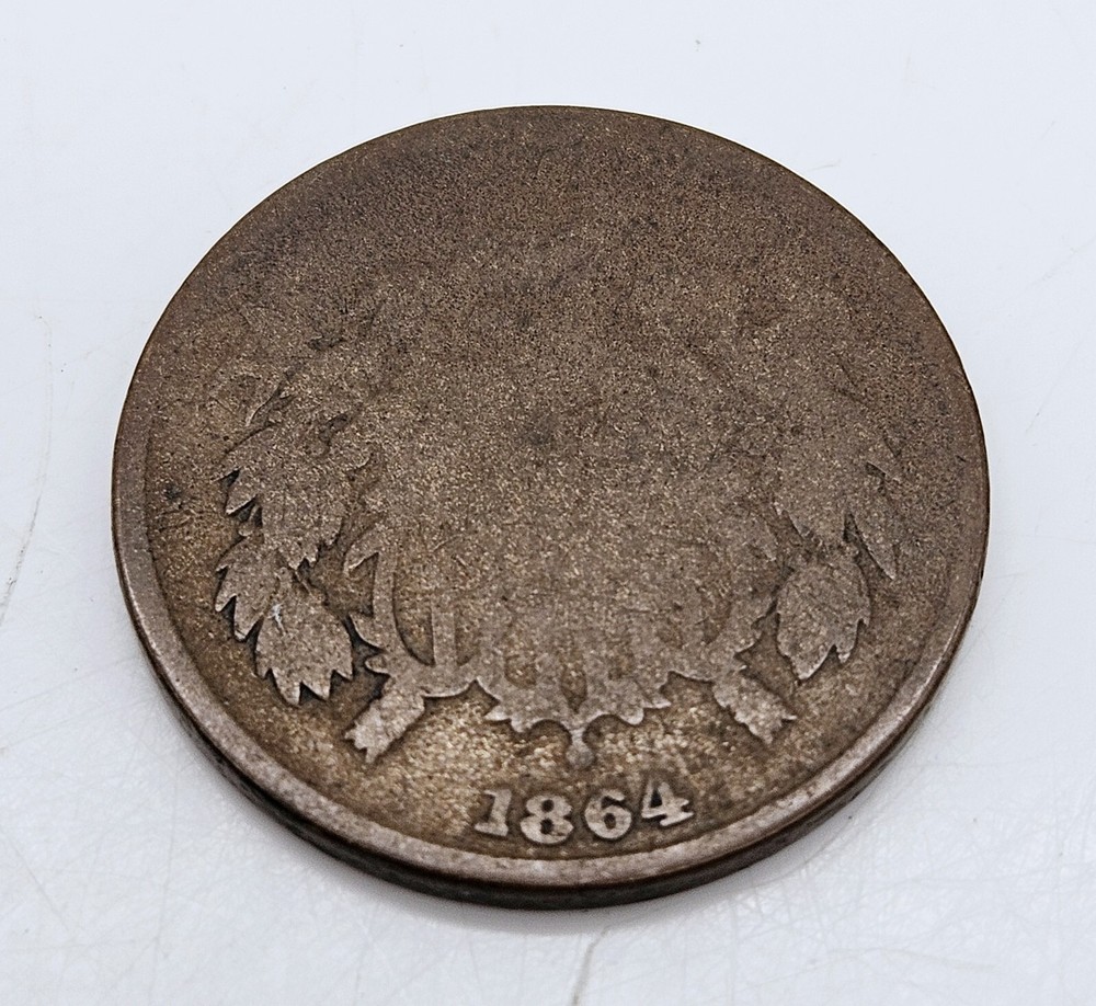 1864 2 Cent Piece US Coin Currency First Year