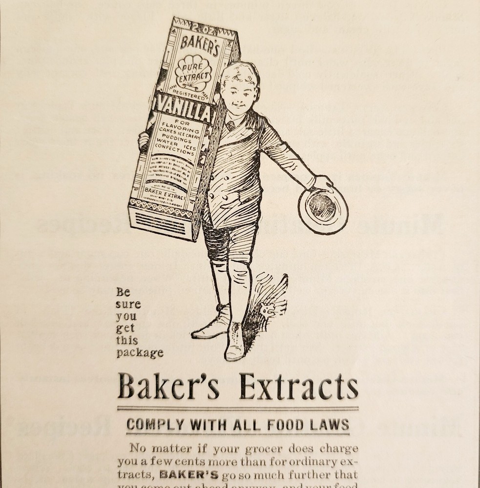 Baker's Extracts Vanilla Baking 1910 Advertisement Springfield Mass ADBN1eee