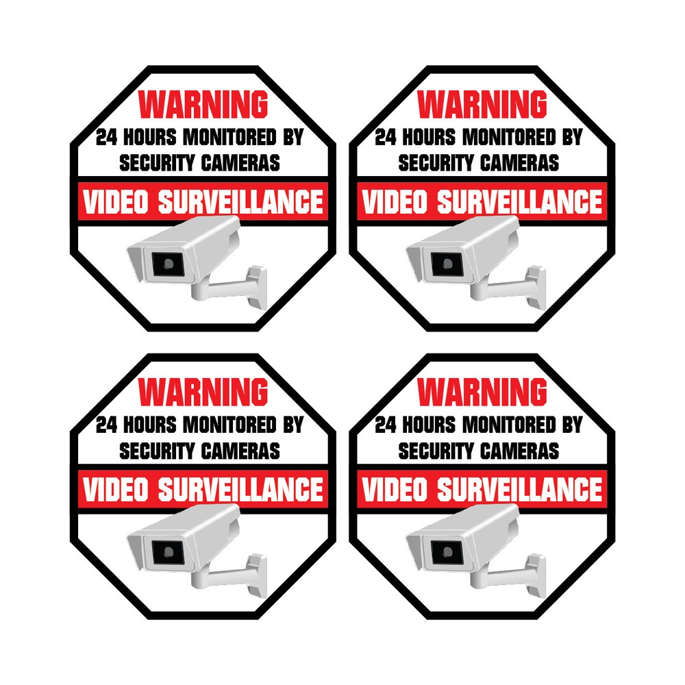 4 Home Security Video DVR Surveillance System Window Warning Vinyl Sticker Decal