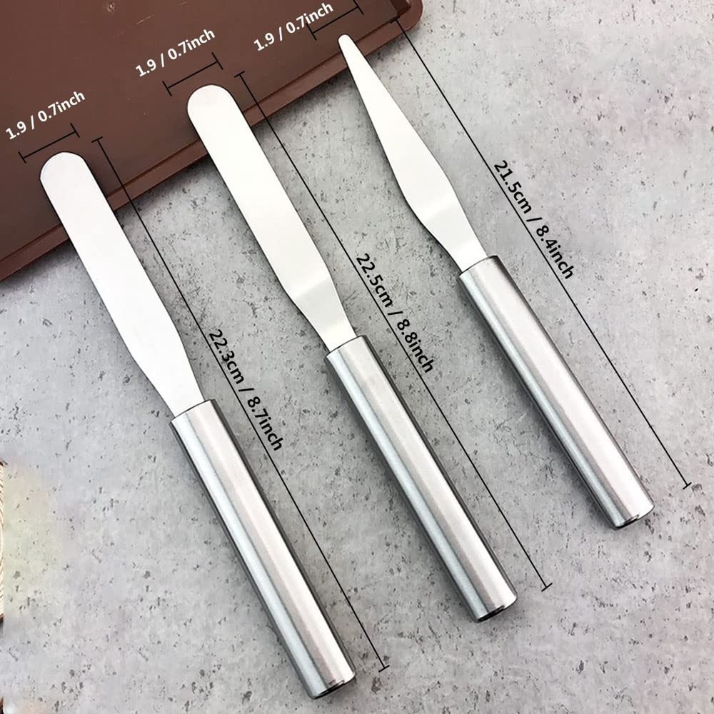 3 pack Cake Decorating Icing Spatulas Stainless Steel, Icing & Decorating Spa...