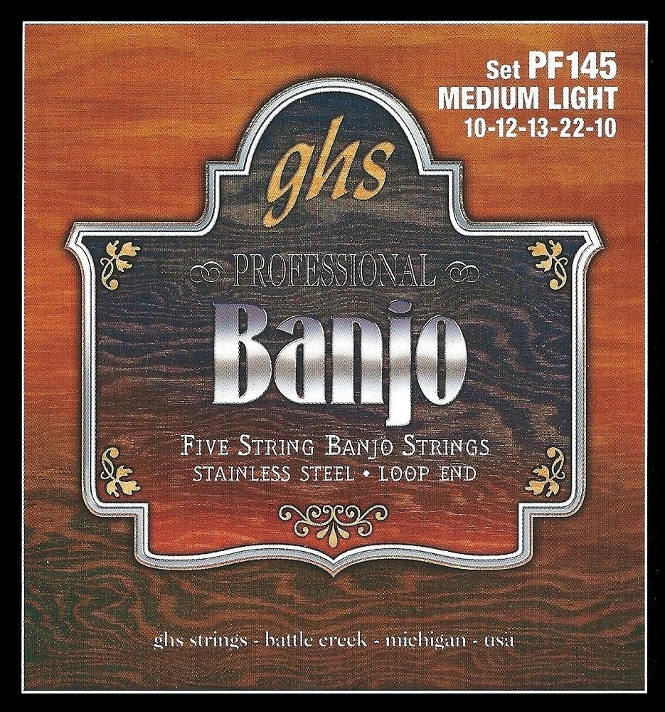 GHS 5-String Banjo Strings SET - Loop End, Medium Light, Nitro-Pack Technology
