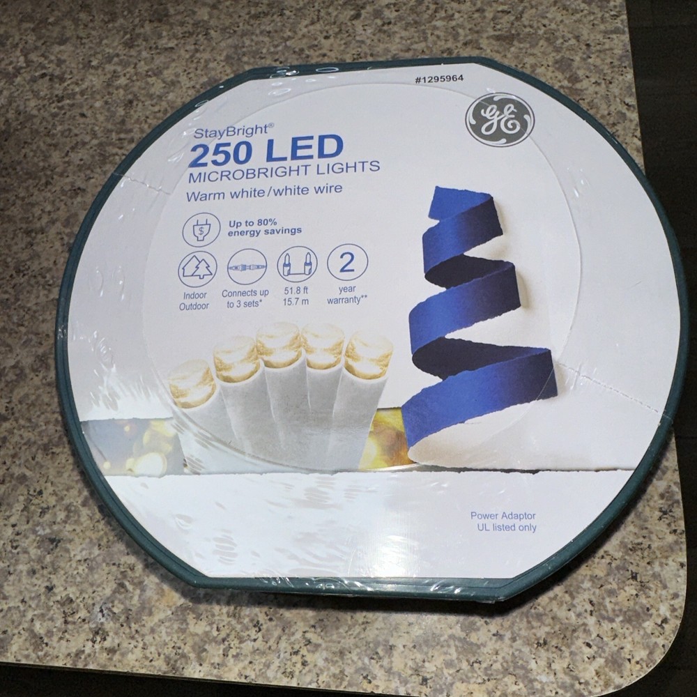 GE StayBright 250 51.8’ Warm White Microbright LED Christmas String Lights