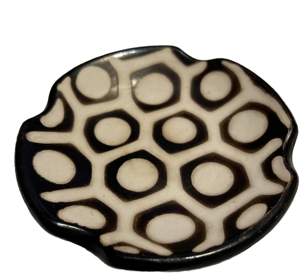 Peru Chulucanas Footed Dish Bowl Peruvian Signed Flare  4.75"