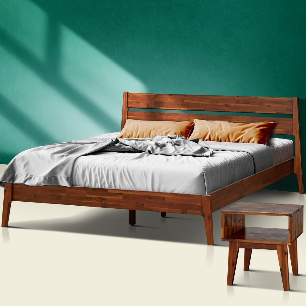 Acacia 2-Pcs King Bedroom Set Callisto – Solid Wood Platform Bed Frame wit