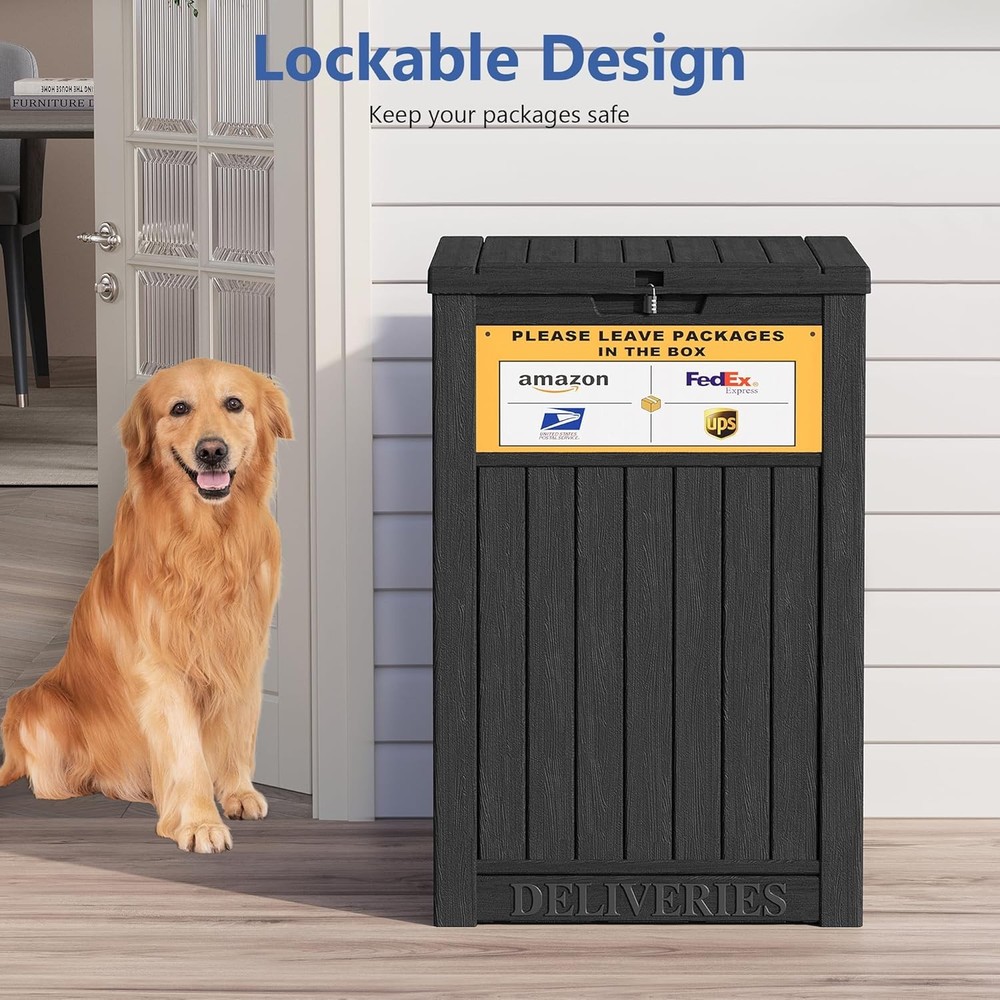 Package Delivery Box Outside W/ Sign 48 Gallon Storage W/ Lockable Secure Large