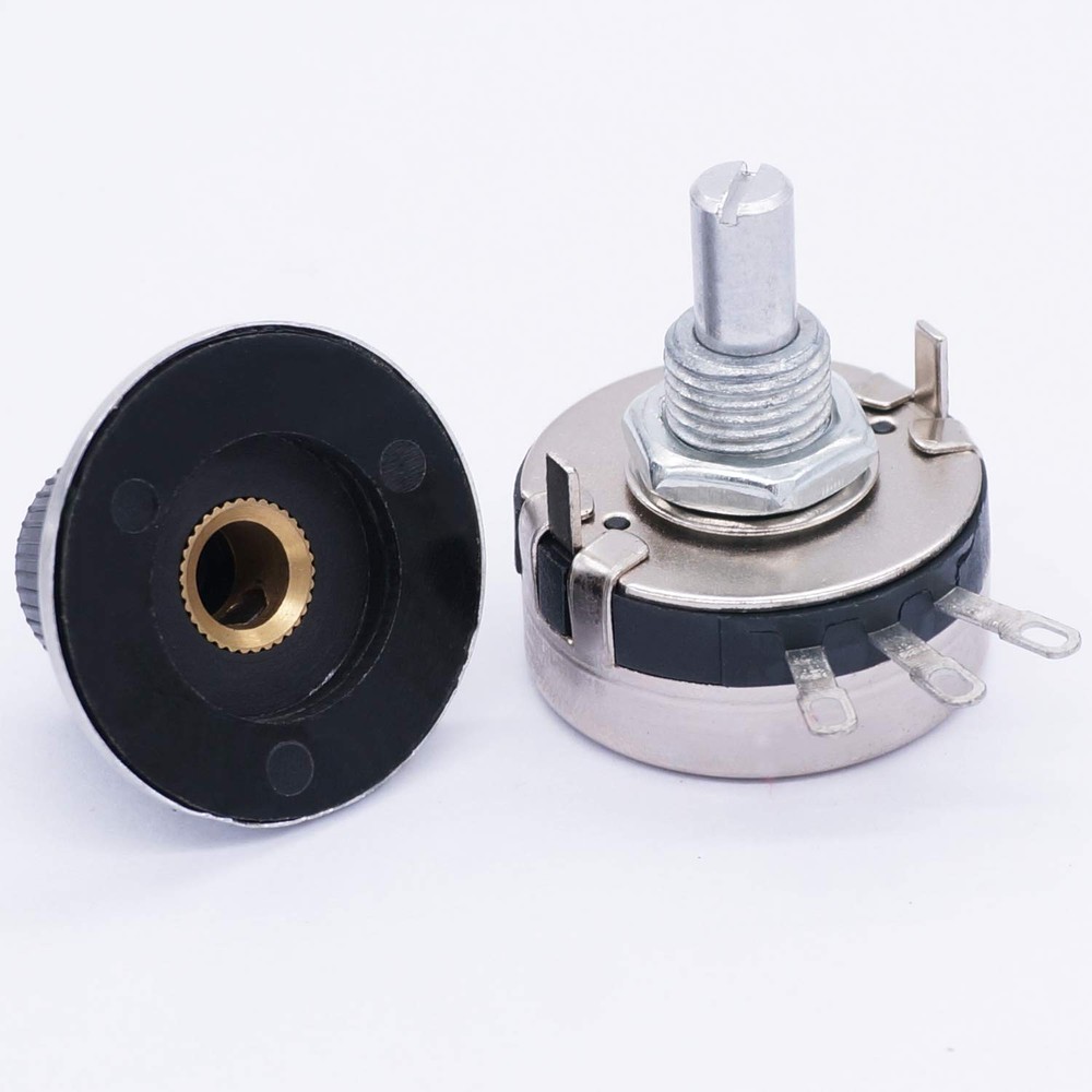 2-Pack 1K Ohm Single Turn Rotary Carbon Potentiometer & Knobs for Electronics