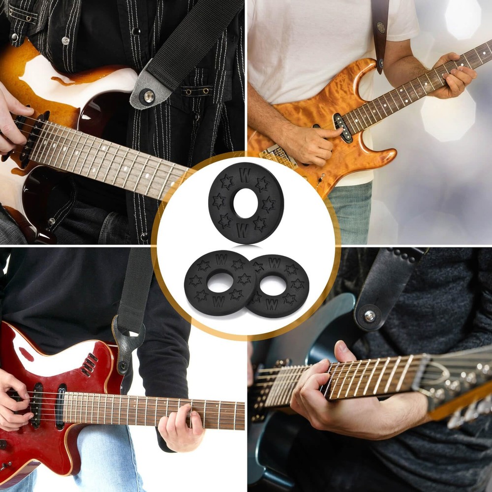 16PCS Guitar Strap Blocks, Protector Block, Rubber Locks, Black