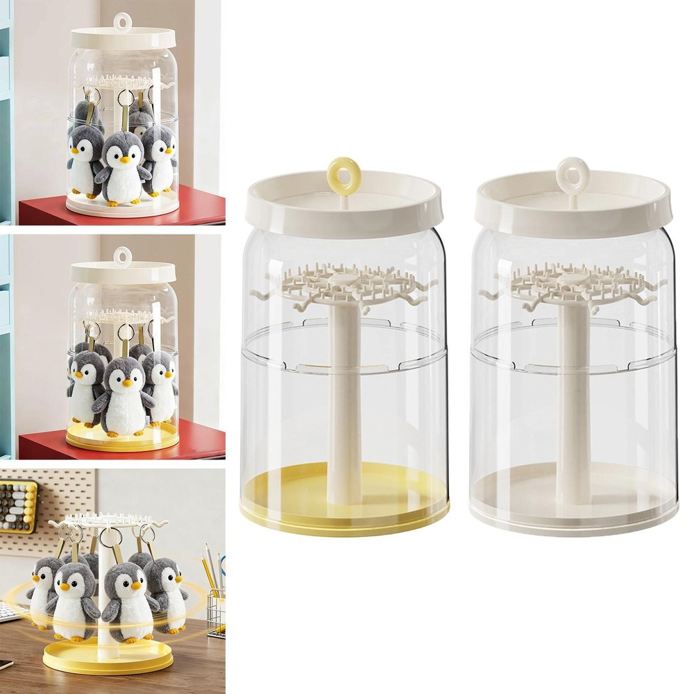 Figure Clear Display Case 360° Rotatable Display Stand for Keychains Desktop