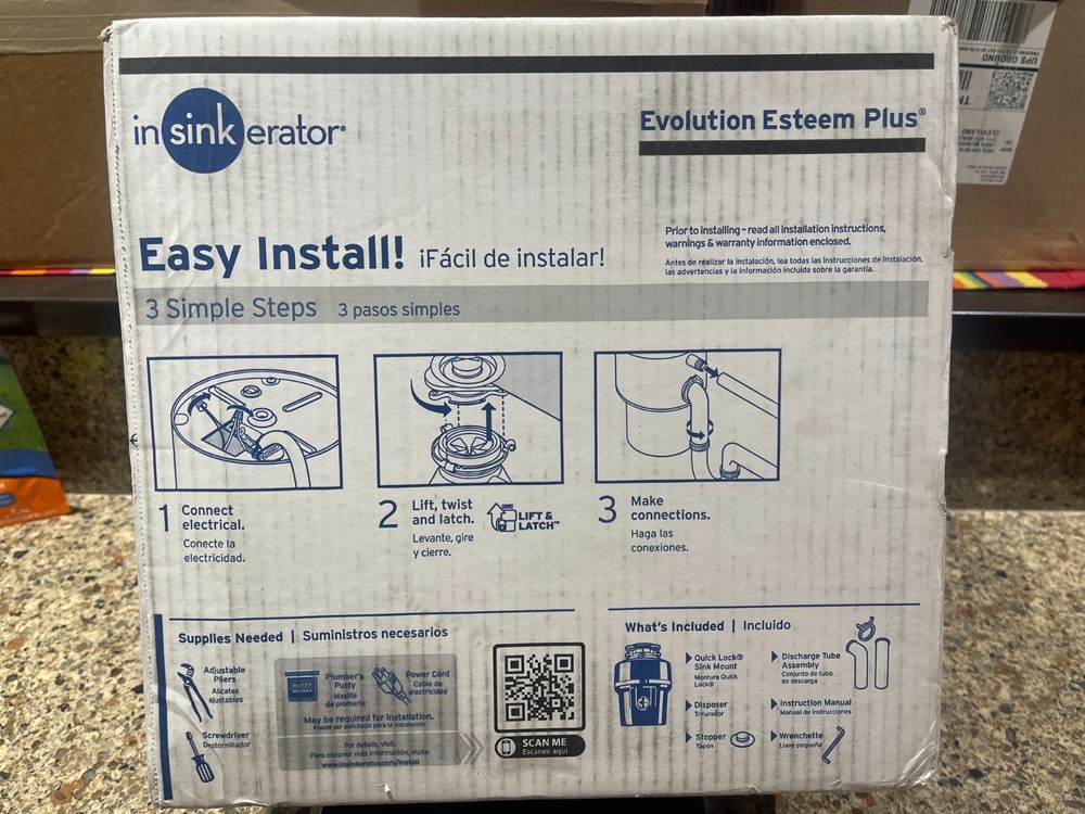 InSinkErator 1 hp Evolution Esteem + Garbage Disposal (Quiet Series,Lift &Latch)