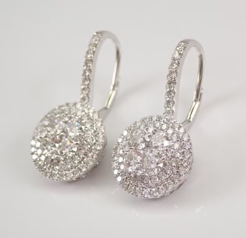 2Ct Lab Created Diamond Round Drop & Dangle Earrings 14K White Gold Plated