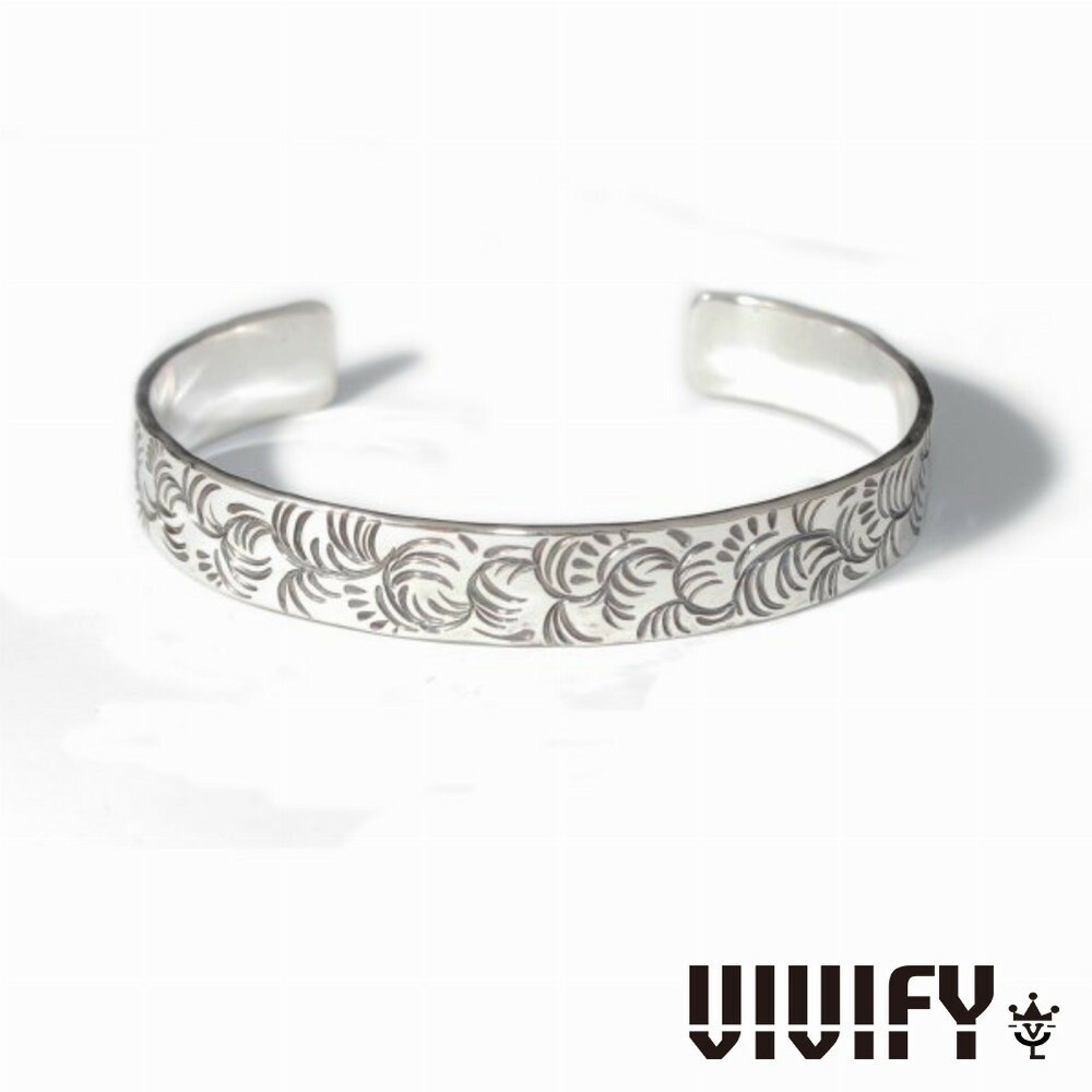 VIVIFY Silver Arabesque Flat Bangle Bracelet