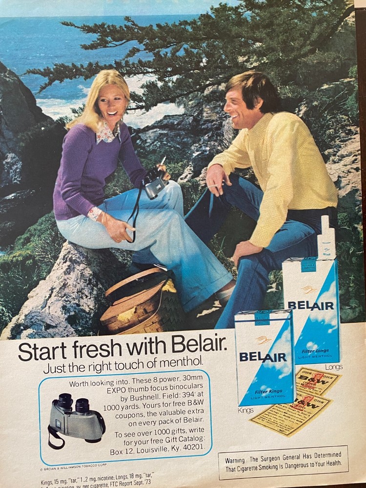Belair Cigarettes, Full Page Vintage Print Ad