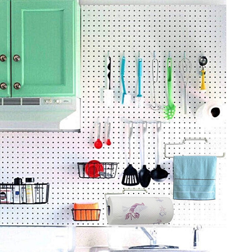 2 Pack Pegboard Towel Holder for Kitchen Workshop Garage Pegboard Accessories