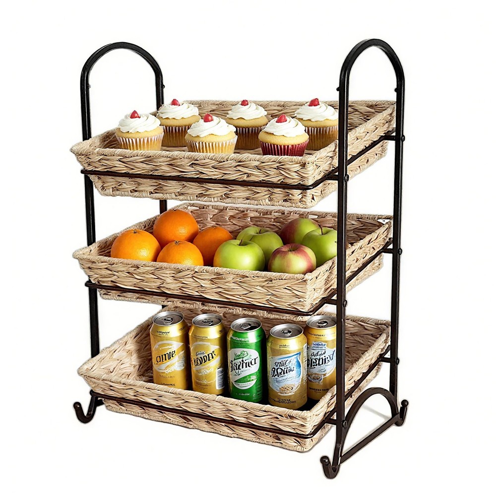 Stackable Candy Display Rack with Rattan |Stackable Candy Organizer|Multi-Fun...
