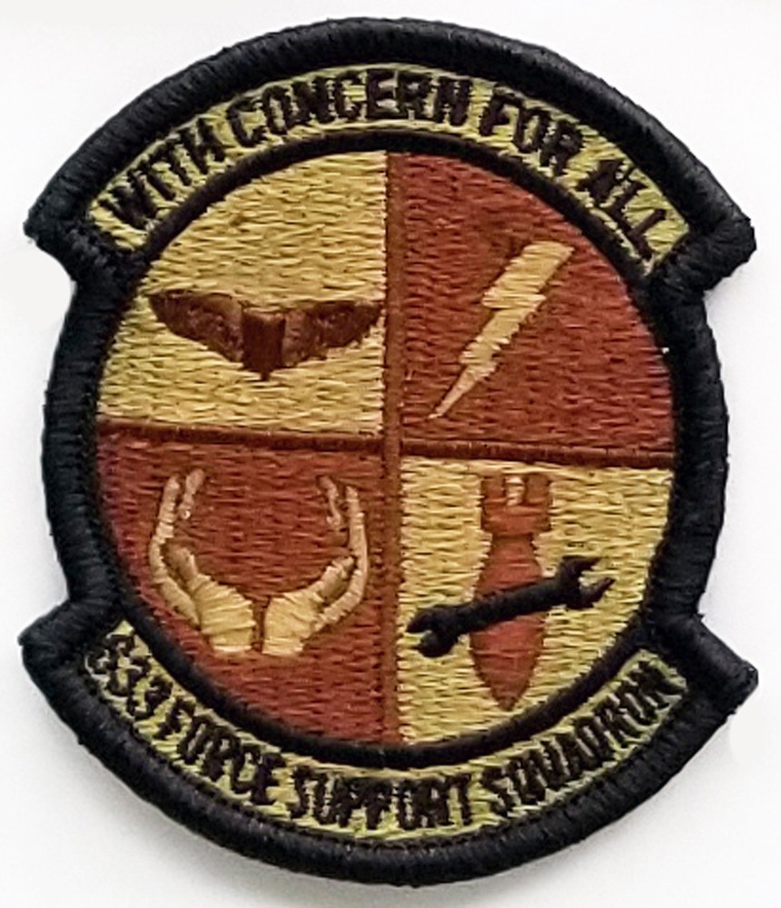 US Air Force 633rd Force Support Squadron Subdued Hook Back Patch