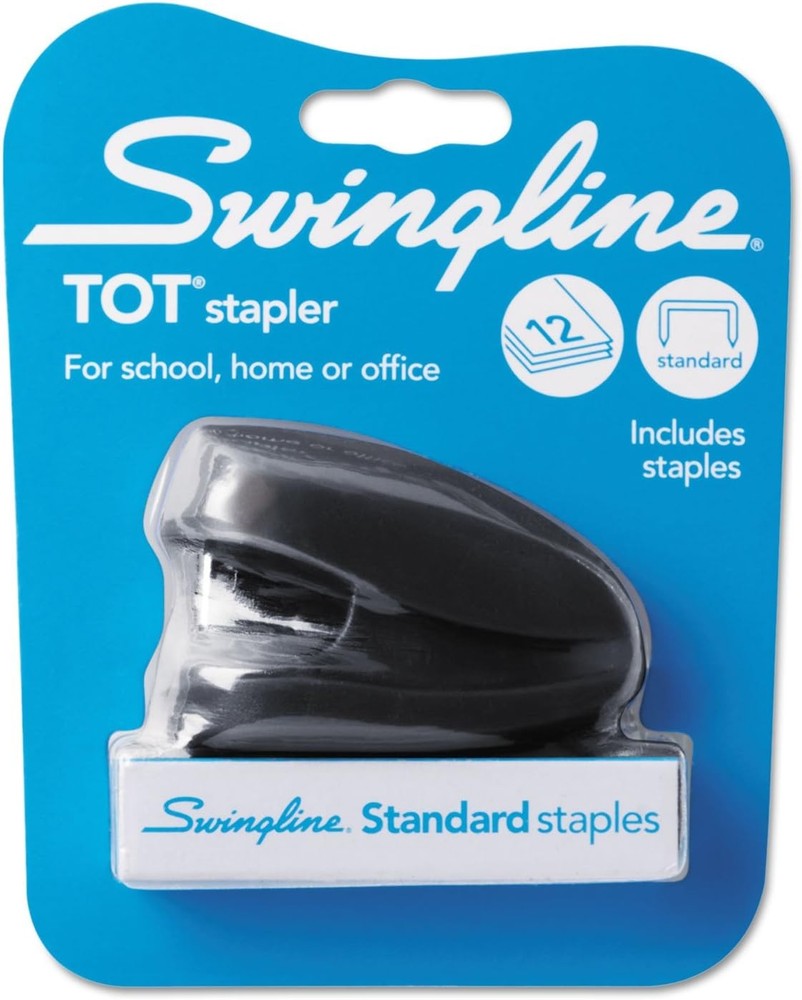 Swingline Tot Mini Stapler, 12 Sheet Capacity, Jam Free, includes Mini, Black