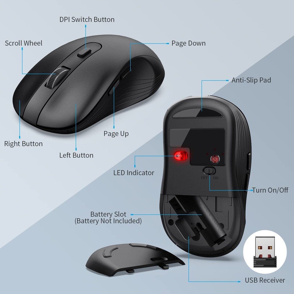 Wireless Keyboard and Mouse Combo, 2.4G Ergonomic Wireless Computer Keyboard ...