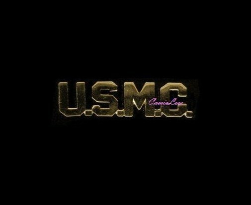 USMC (goldtone script) + a custom promo pin