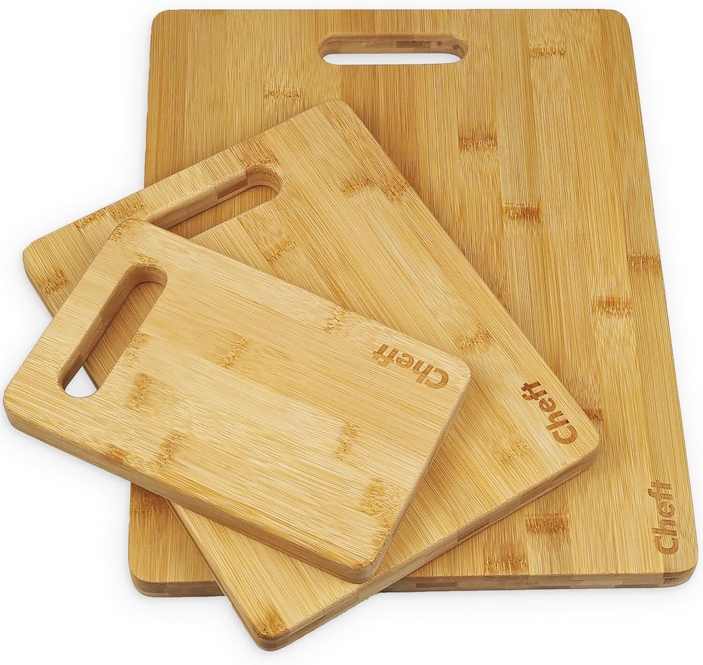 3pc Bamboo Cutting Board Set — Thick Wood Serving Boards For Kitchen By Cheft