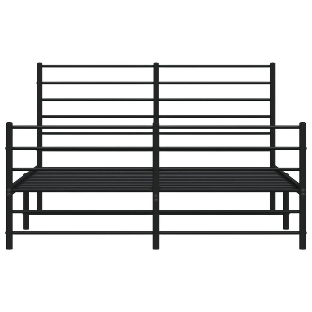 Bed Frame Black Steel King Bed Frame Rectangular Traditional