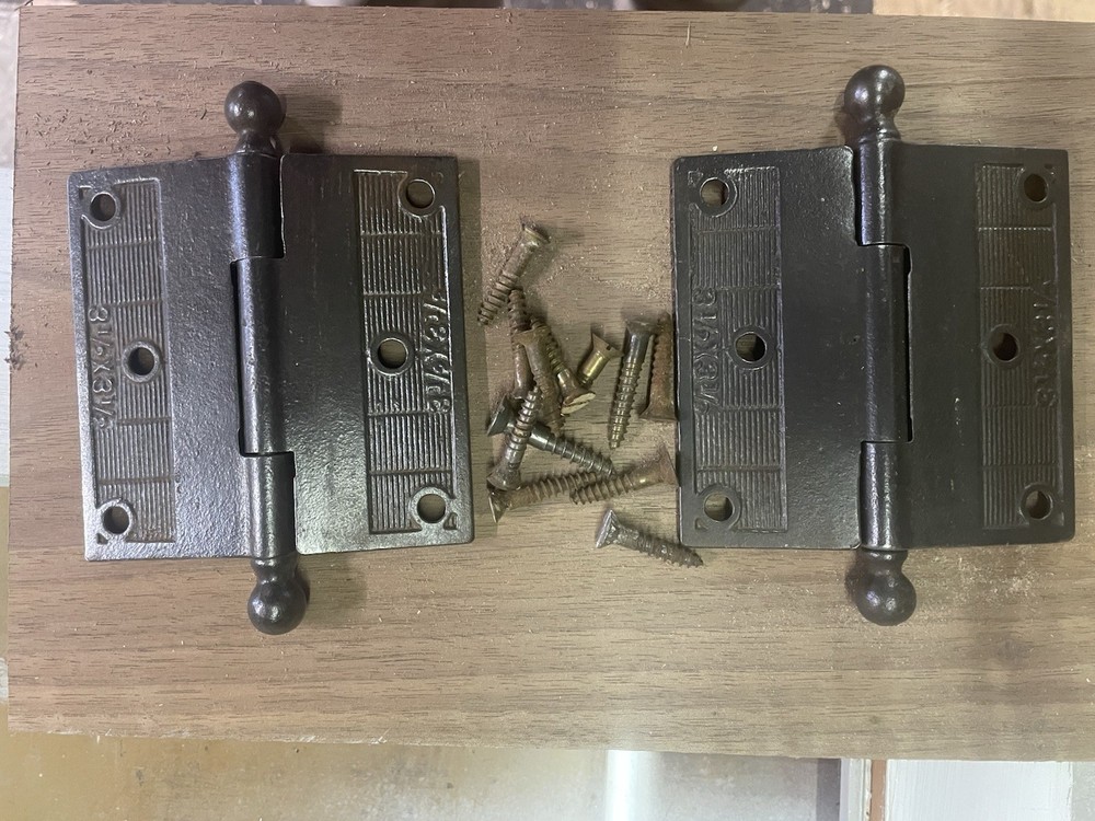 Embossed Cast Iron Butt Hinges c1905
