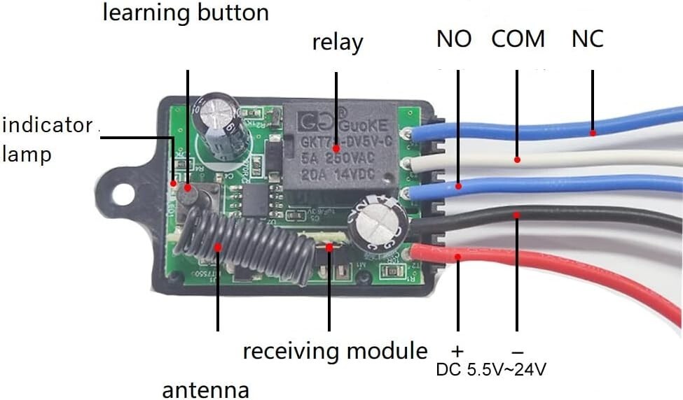 1 Receiver + 2 Transmitter Control Switch DC 12V 24V 1 Channel RF Relay Latched
