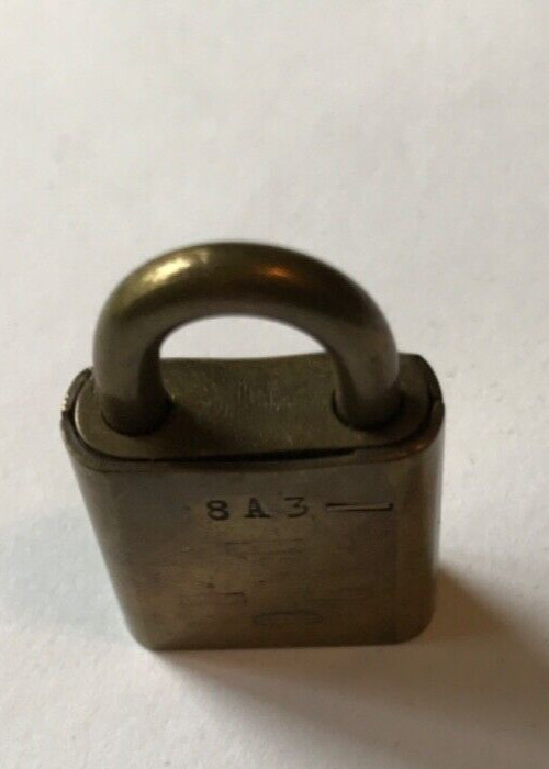 VINTAGE SMALL EUREKA EAGLE LOCK CO BRASS LOCK PADLOCK FLAT LOCK NO KEYS